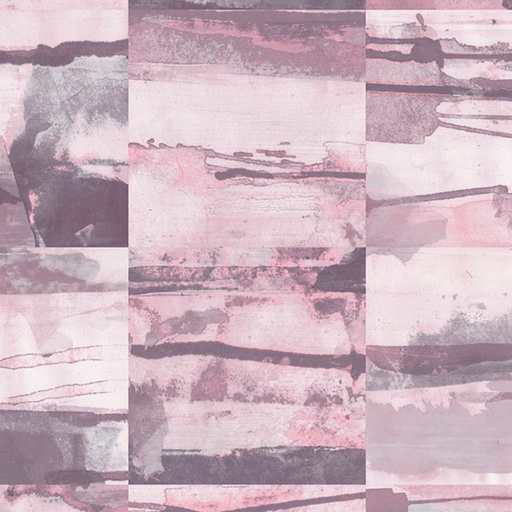 Patton Wallcoverings FW36816 Fresh Watercolors Aquarelle Tile Wallpaper in Pink, Purple & Greys